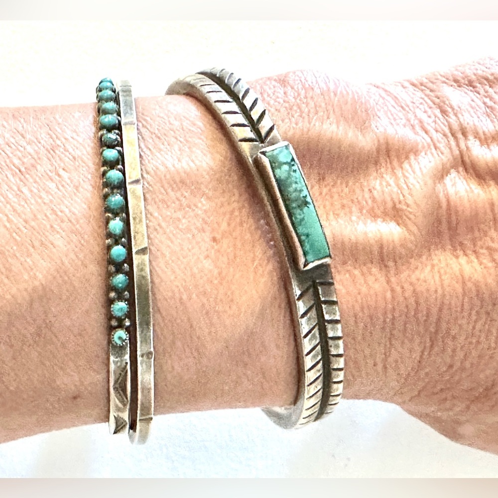 Falcon Trading Company 925 Heavy Silver Turquoise Cuff. Artist Bubba Shackelford